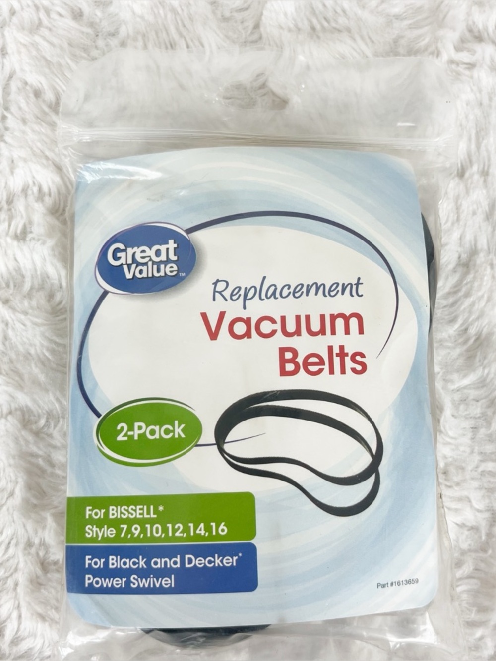 Great Value 2 Replacement Vacuum Belts Bissel Style 7 9 10 12 14 16 Black Decker